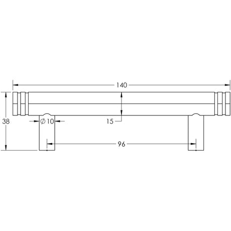 Technical drawing of of Hoxton - Nile Cabinet Handles 96mm Ctrs Dark Bronze Sku. HOX350DB