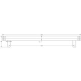 Technical drawing of of Hoxton - Nile Cabinet Handles 224mm Ctrs Antique Brass Sku. HOX360AB