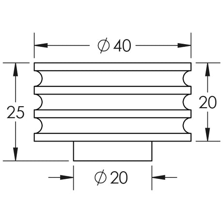 Technical drawing of of Hoxton - Sturt Cupboard Knobs 40mm Antique Brass Sku. HOX440AB