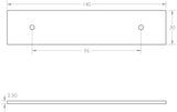 Technical drawing of of Hoxton - Fanshaw Backplates for Cabinet Handles 140x30mm Black Sku. HOX5050MB