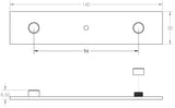 Technical drawing of of Hoxton - Fanshaw Backplate for Cupboard Knobs 140x30mm Polished Nickel Sku. HOX5090PN