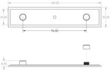 Technical drawing of of Hoxton - Rushton Backplate for Cupboard Knobs 140x30mm Antique Brass Sku. HOX6090AB