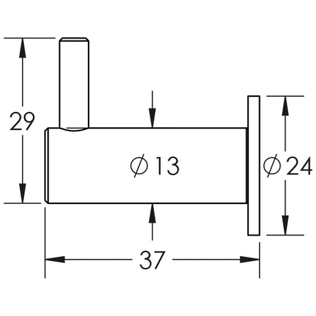 Technical drawing of of Hoxton - Cupboard Hooks 37mm Black Sku. HOX665MB