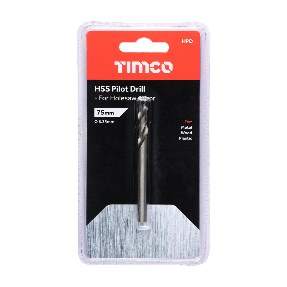 This is an image of Timco - Holesaw Pilot Drill - HSS 75mm (1 Each Clamshell) HPD