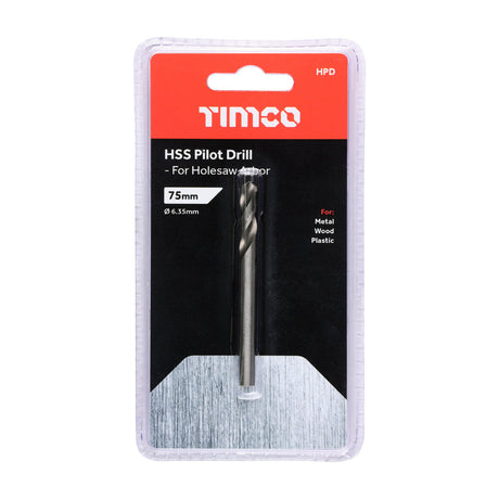 This is an image of Timco - Holesaw Pilot Drill - HSS 75mm (1 Each Clamshell) HPD