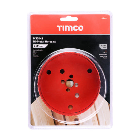 This is an image of Timco - Holesaw - Variable Pitch 111mm (1 Each Clamshell) HS111