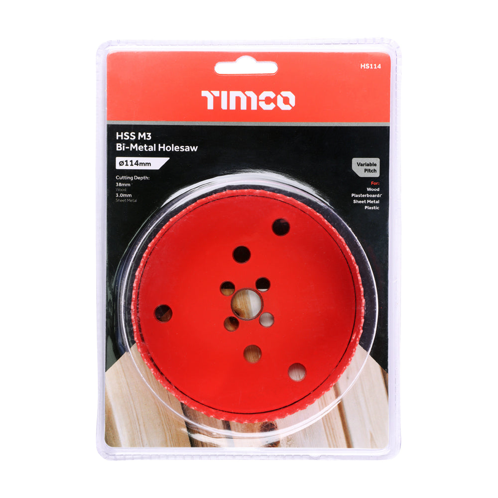 This is an image of Timco - Holesaw - Variable Pitch 114mm (1 Each Clamshell) HS114