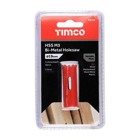 This is an image of Timco - Holesaw - Variable Pitch 19mm (1 Each Clamshell) HS19