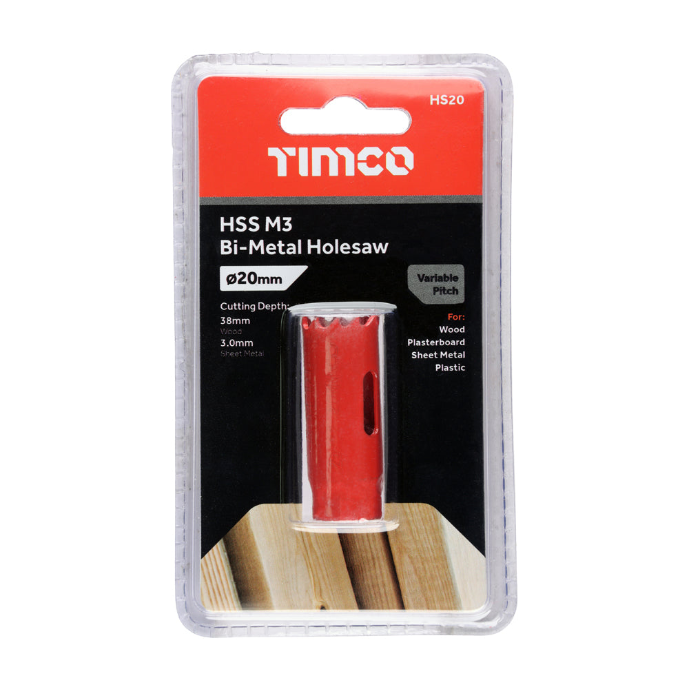 This is an image of Timco - Holesaw - Variable Pitch 20mm (1 Each Clamshell) HS20