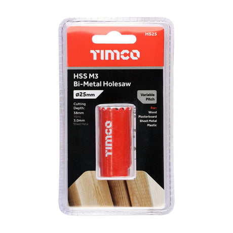 This is an image of Timco - Holesaw - Variable Pitch 25mm (1 Each Clamshell) HS25