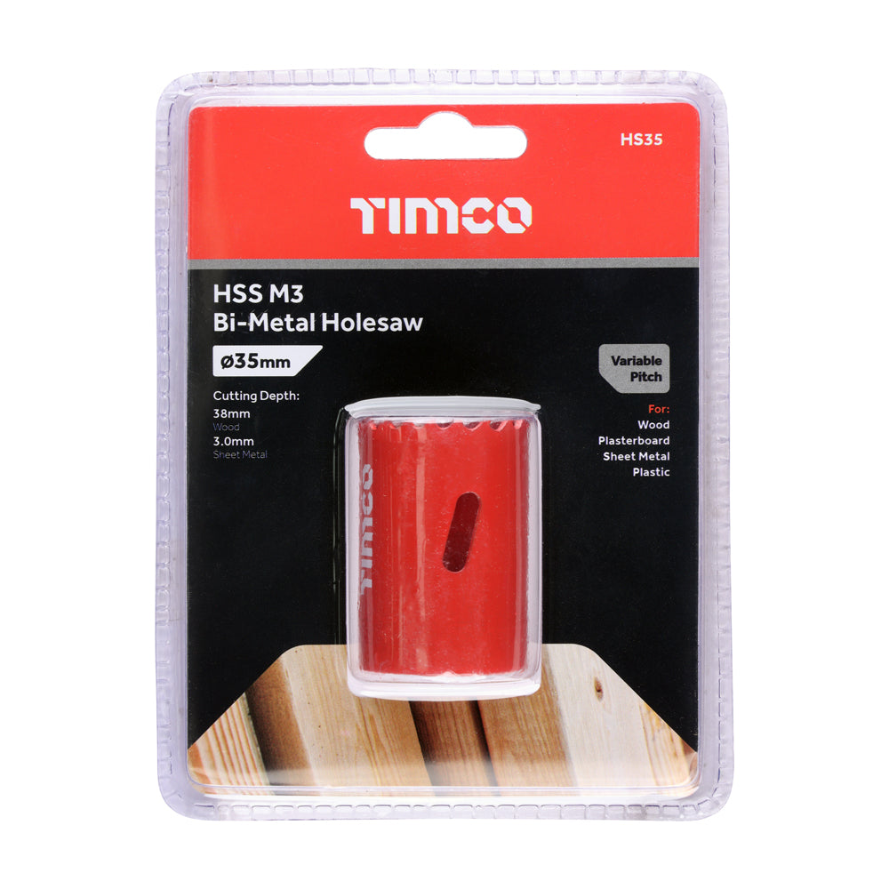 This is an image of Timco - Holesaw - Variable Pitch 35mm (1 Each Clamshell) HS35
