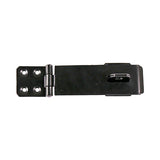 This is an image of Timco - Safety Pattern Hasp & Staple - Black 4 1/2" (1 Each TIMpac) HS4BP