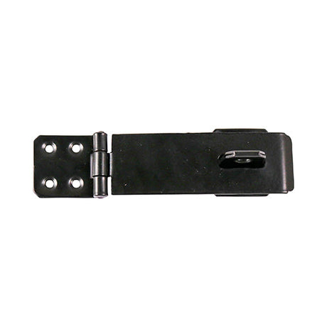 This is an image of Timco - Safety Pattern Hasp & Staple - Black 4 1/2" (1 Each TIMpac) HS4BP