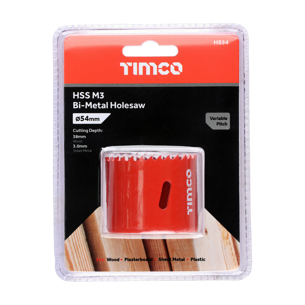 This is an image of Timco - Holesaw - Variable Pitch 54mm (1 Each Clamshell) HS54