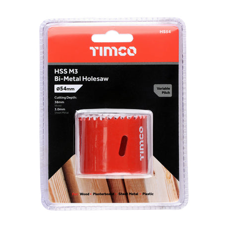 This is an image of Timco - Holesaw - Variable Pitch 54mm (1 Each Clamshell) HS54