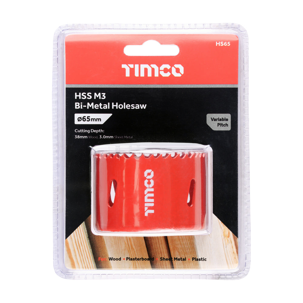 This is an image of Timco - Holesaw - Variable Pitch 65mm (1 Each Clamshell) HS65