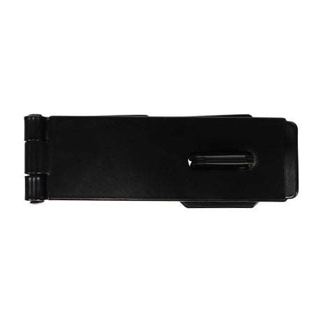 This is an image of Timco - Safety Pattern Hasp & Staple - Black 6" (1 Each Plain Bag) HS6BB