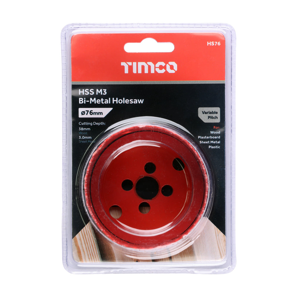 This is an image of Timco - Holesaw - Variable Pitch 76mm (1 Each Clamshell) HS76