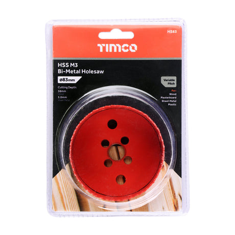 This is an image of Timco - Holesaw - Variable Pitch 83mm (1 Each Clamshell) HS83