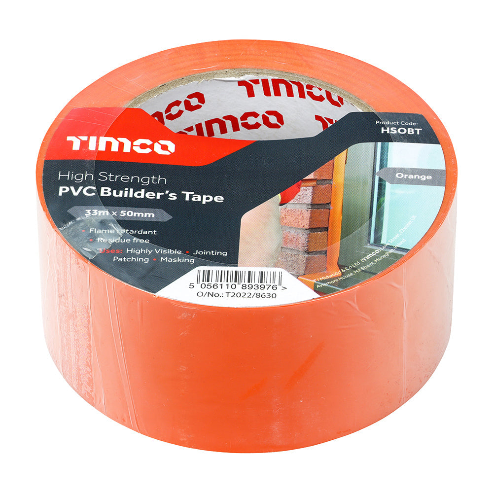 This is an image of Timco - High Strength PVC Builder's Tape 33m x 50mm (1 Each Roll) PCSHSOBT