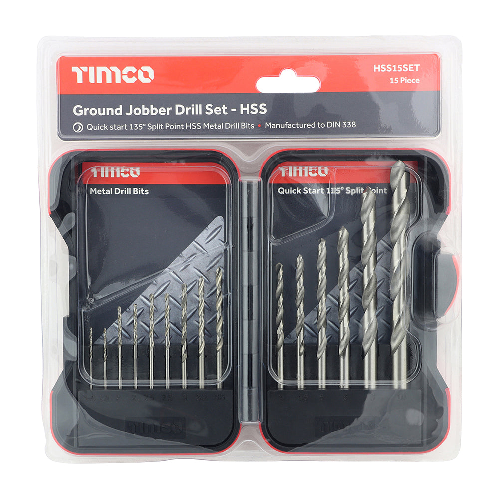 This is an image of Timco - Ground Jobber Drills Set - HSS 15pcs (15 Pieces Case) HSS15SET