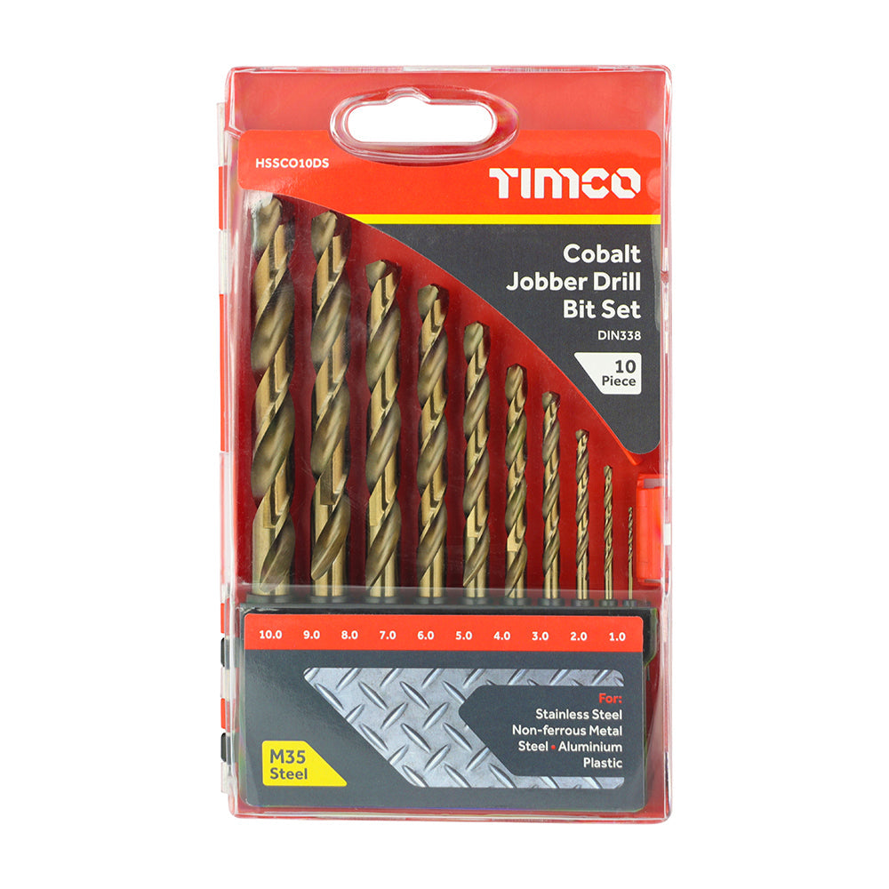This is an image of Timco - Cobalt Jobber Drill Bit Set 10pcs (10 Pieces Case) HSSCO10DS
