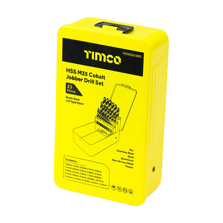 This is an image of Timco - Ground Jobber Drills Set - Cobalt M35 25pcs (25 Pieces Case) HSSCO25DS