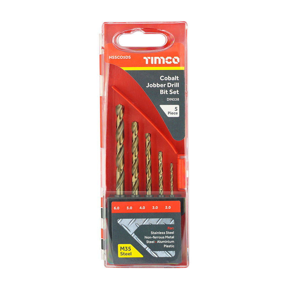 This is an image of Timco - Cobalt Jobber Drill Bit Set 5pcs (5 Pieces Case) HSSCO5DS