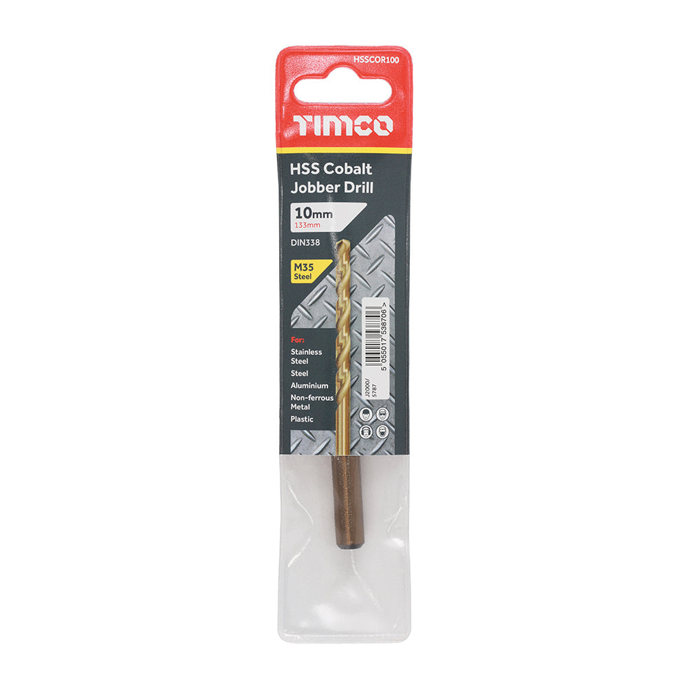 This is an image of Timco - Ground Jobber Drills - Cobalt M35 10.0mm (1 Each Wallet) HSSCOR100