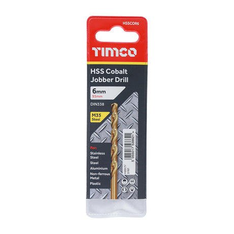 This is an image of Timco - Ground Jobber Drills - Cobalt M35 6.0mm (1 Each Wallet) HSSCOR6
