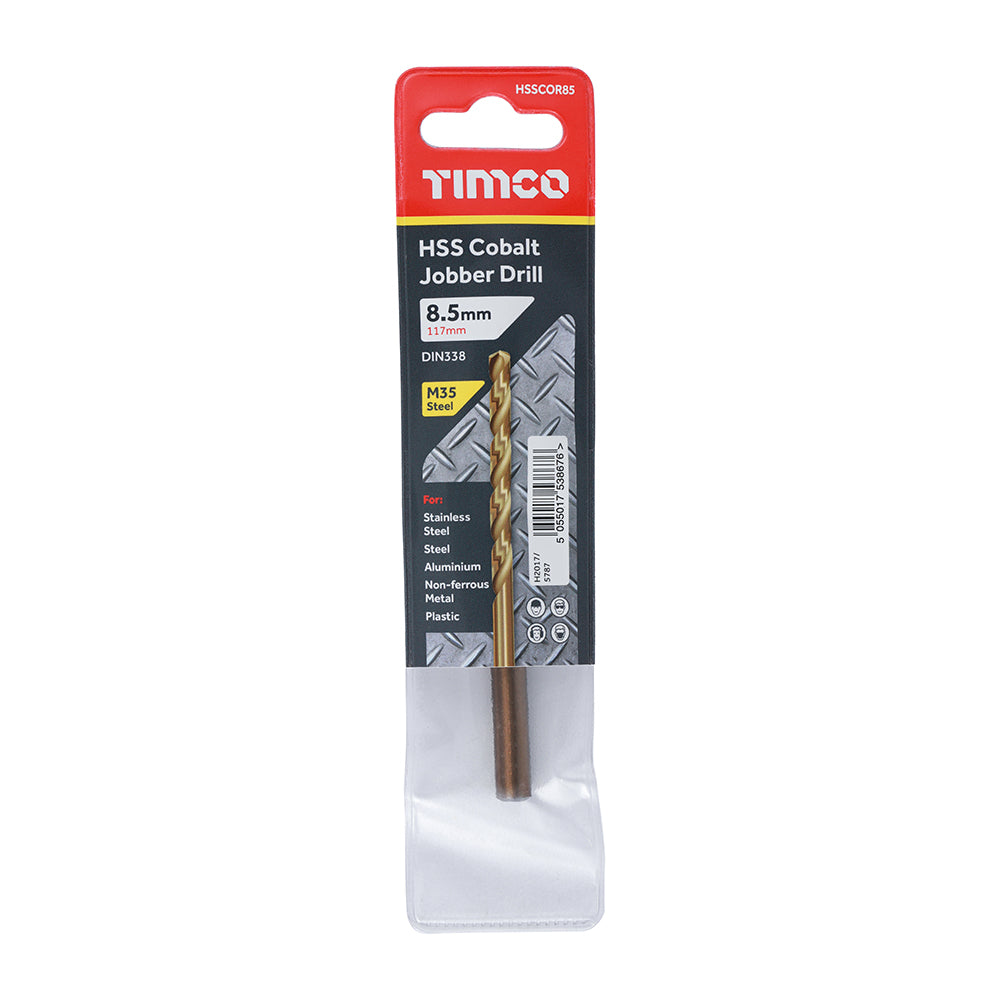 This is an image of Timco - Ground Jobber Drills - Cobalt M35 8.5mm (1 Each Wallet) HSSCOR85