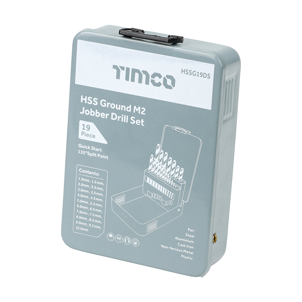 This is an image of Timco - Ground Jobber Drills Set - HSS 19pcs (19 Pieces Case) HSSG19DS