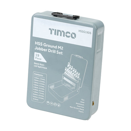 This is an image of Timco - Ground Jobber Drills Set - HSS 19pcs (19 Pieces Case) HSSG19DS