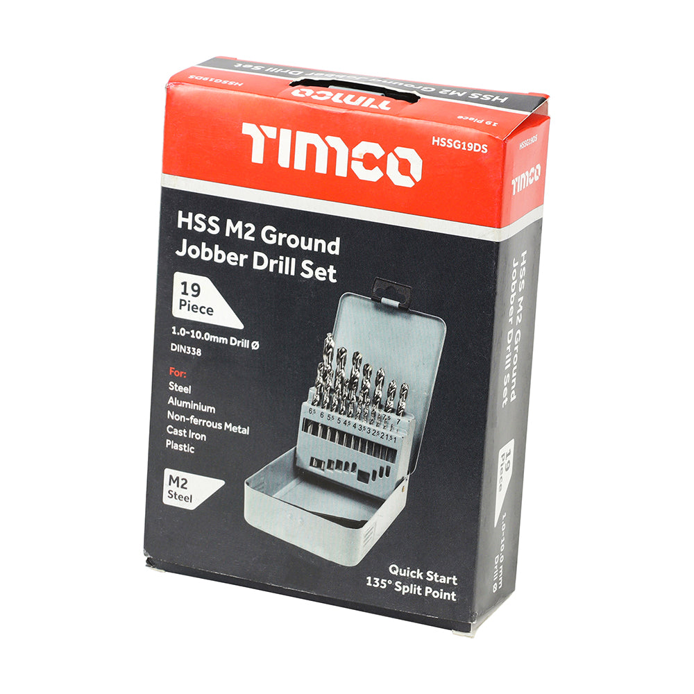 This is an image of Timco - Ground Jobber Drills Set - HSS 19pcs (19 Pieces Case) HSSG19DS