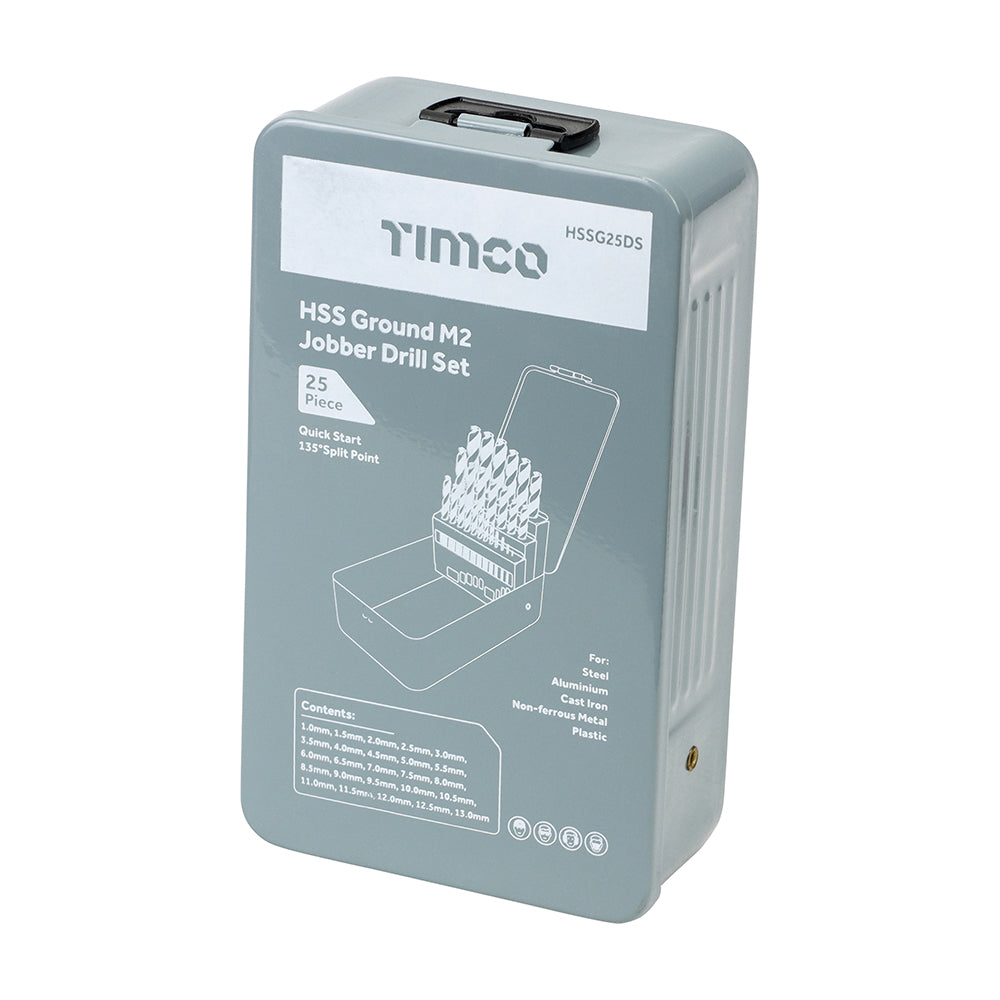 This is an image of Timco - Ground Jobber Drills Set - HSS 25pcs (25 Pieces Case) HSSG25DS