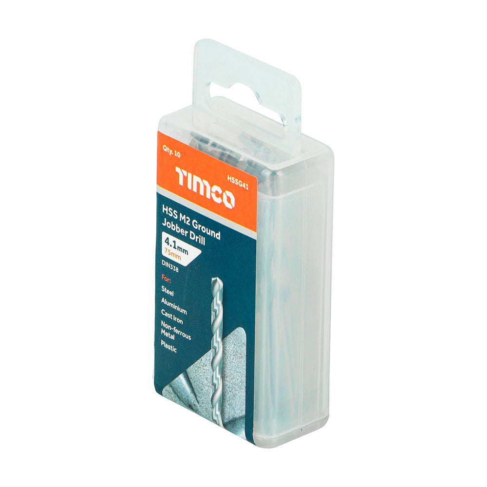 This is an image of Timco - Ground Jobber Drills - HSS M2 4.1mm (10 Pieces Tube) HSSG41