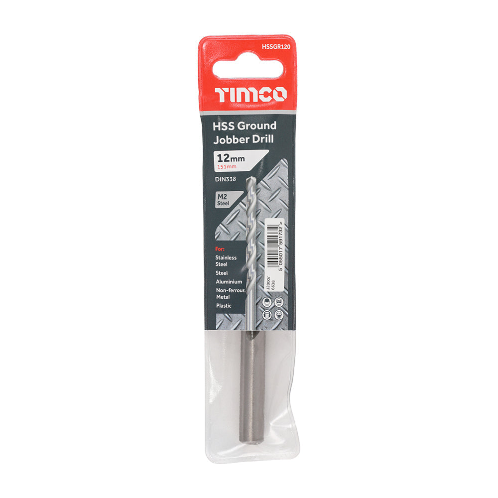 This is an image of Timco - Ground Jobber Drills - HSS M2 12.0mm (1 Each Wallet) HSSGR120