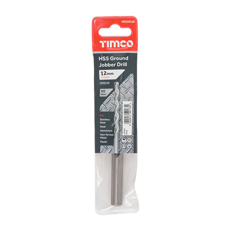 This is an image of Timco - Ground Jobber Drills - HSS M2 12.0mm (1 Each Wallet) HSSGR120
