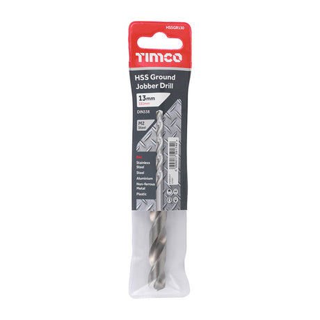 This is an image of Timco - Ground Jobber Drills - HSS M2 13.0mm (1 Each Wallet) HSSGR130
