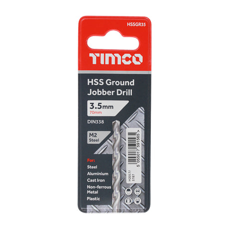 This is an image of Timco - Ground Jobber Drills - HSS M2 3.5mm (1 Each Wallet) HSSGR35