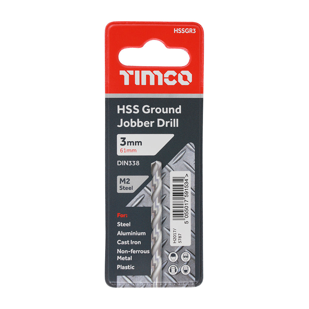 This is an image of Timco - Ground Jobber Drills - HSS M2 3.0mm (1 Each Wallet) HSSGR3