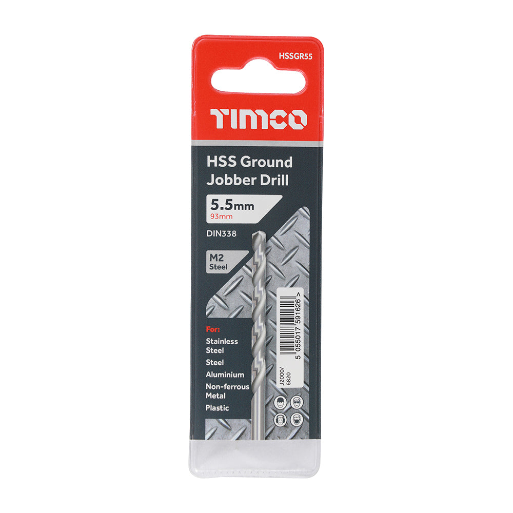 This is an image of Timco - Ground Jobber Drills - HSS M2 5.5mm (1 Each Wallet) HSSGR55