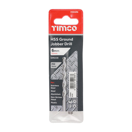 This is an image of Timco - Ground Jobber Drills - HSS M2 6.0mm (1 Each Wallet) HSSGR6