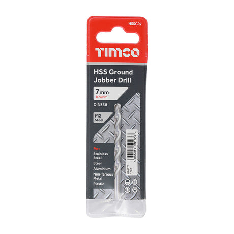 This is an image of Timco - Ground Jobber Drills - HSS M2 7.0mm (1 Each Wallet) HSSGR7