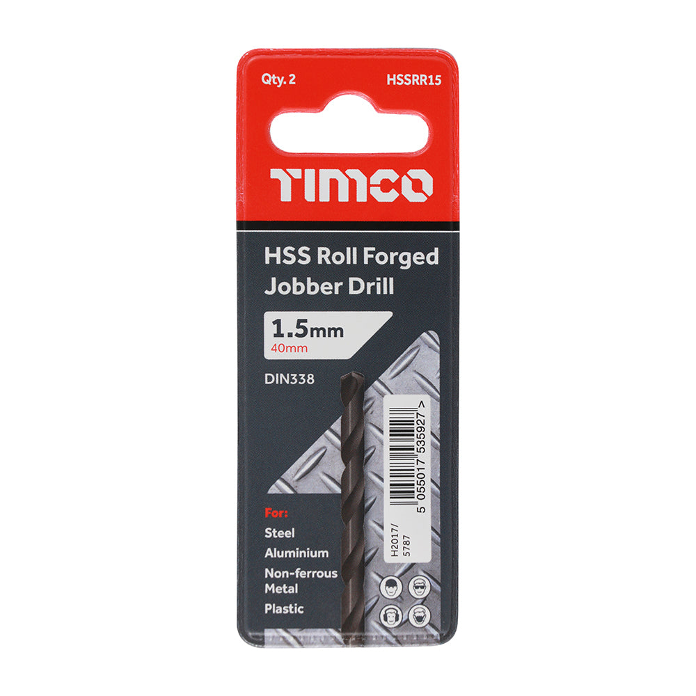 This is an image of Timco - Roll Forged Jobber Drills - HSS 1.5mm (10 Pieces Tube) HSSR15