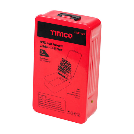 This is an image of Timco - Roll Forged Jobber Drills Set - HSS 25pcs (25 Pieces Case) HSSR25DS