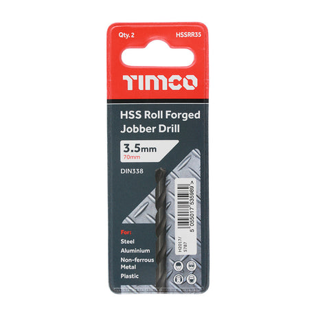 This is an image of Timco - Roll Forged Jobber Drills - HSS 3.5mm (10 Pieces Tube) HSSR35