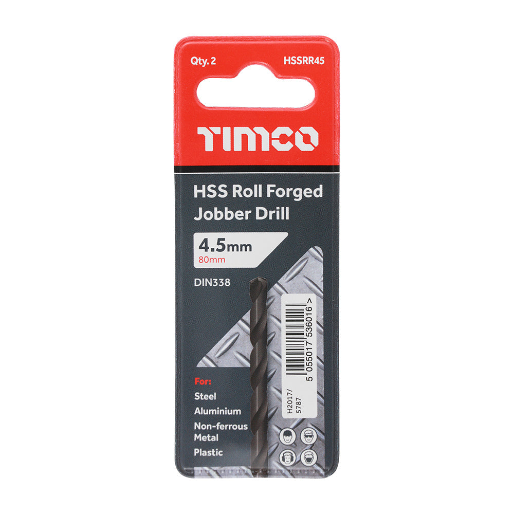 This is an image of Timco - Roll Forged Jobber Drills - HSS 4.5mm (10 Pieces Tube) HSSR45