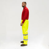 This is an image of Timco - Hi-Visibility Elasticated Waist Trousers - Yellow Large (1 Each Bag) HVETRSLRG