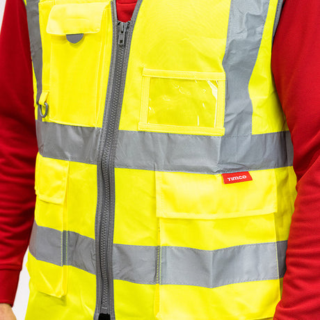 This is an image of Timco - Hi-Visibility Executive Vest - Yellow Medium (1 Each Bag) HVEVMED